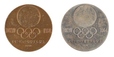 Lot #6075 Tokyo 1964 Summer Olympics Commemorative Silver and Copper Medals - Image 2