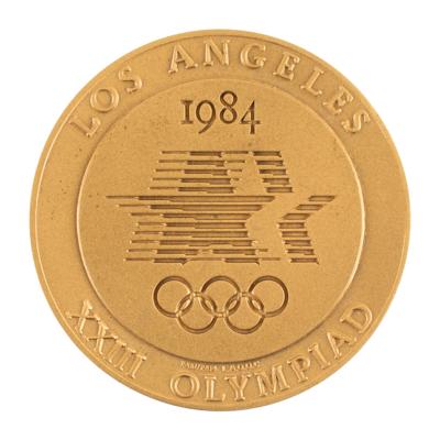 Lot #6122 Los Angeles 1984 Summer Olympics Volunteer Participation Medal and (6) Gold Logo Charms - Image 3