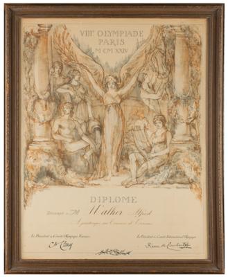 Lot #6025 Paris 1924 Summer Olympics Participation Diploma