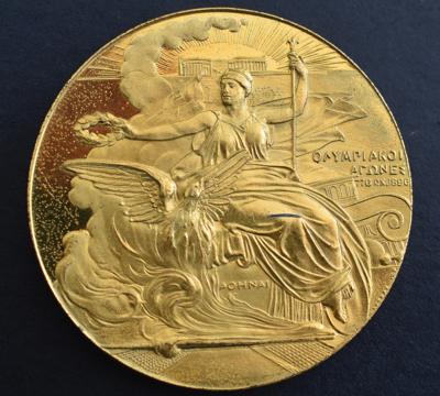 Lot #6004 Athens 1896 Olympics Gilt Bronze Participation Medal