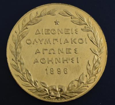 Lot #6004 Athens 1896 Olympics Gilt Bronze Participation Medal - Image 2