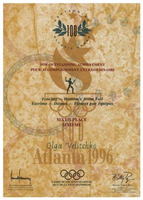 Lot #6155 Atlanta 1996 Summer Olympics Winner's Diploma
