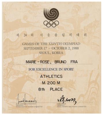 Lot #6133 Seoul 1988 Summer Olympics Winner's Diploma