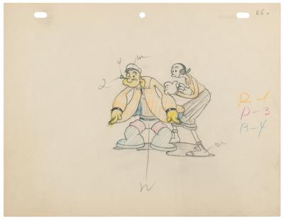 Lot #435 Popeye and Olive Oyl production drawing from Dizzy Divers - Image 1