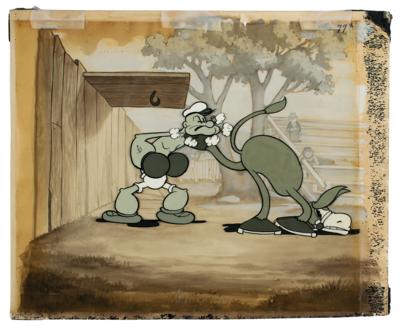 Lot #433 Popeye and Donkey production cel and production background from Let's You and Him Fight - Image 1