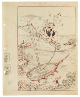 Lot #441 Popeye and his father production poster art drawing from My Pop, My Pop - Image 1