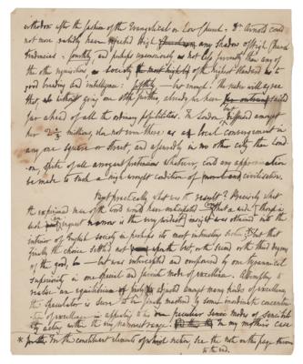 Lot #497 Thomas de Quincey Handwritten Manuscript