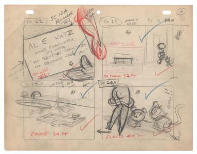 Lot #439 Complete production storyboard for the Betty Boop and Pudgy the Pup short film Pudgy the Watchman - Image 2