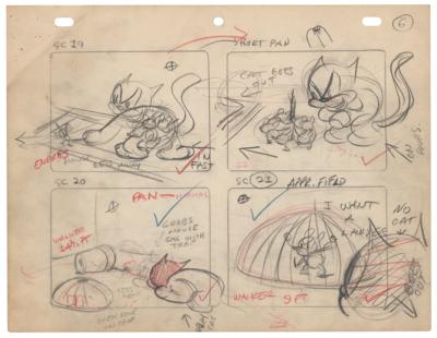 Lot #439 Complete production storyboard for the Betty Boop and Pudgy the Pup short film Pudgy the Watchman - Image 3