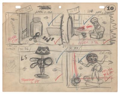 Lot #439 Complete production storyboard for the Betty Boop and Pudgy the Pup short film Pudgy the Watchman - Image 4
