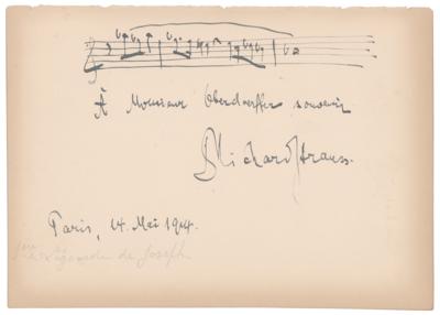 Lot #514 Richard Strauss Autograph Musical Quotation Signed