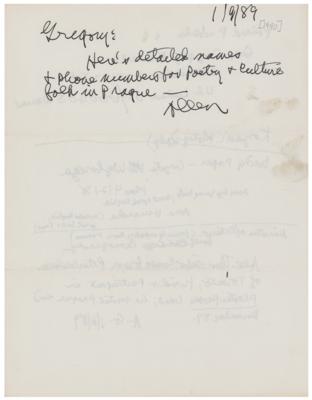 Lot #480 Allen Ginsberg Autograph Note Signed - Image 1