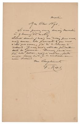 Lot #411 Felicien Rops Autograph Letter Signed - Image 1