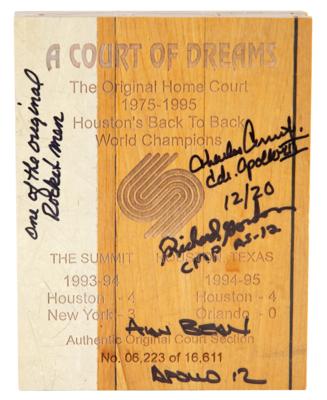 Lot #351 Apollo 12 Signed Houston Rockets Basketball Court Section - Image 1