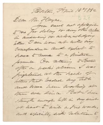 Lot #484 Oliver Wendell Holmes, Sr. Autograph Letter Signed