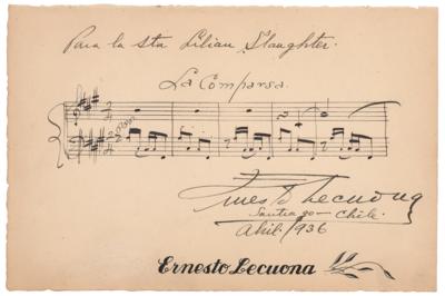 Lot #552 Ernesto Lecuona Autograph Musical Quotation Signed - Image 1