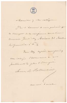Lot #209 James Mayer de Rothschild Letter Signed - Image 1