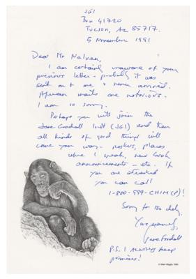 Lot #121 Jane Goodall Autograph Letter Signed