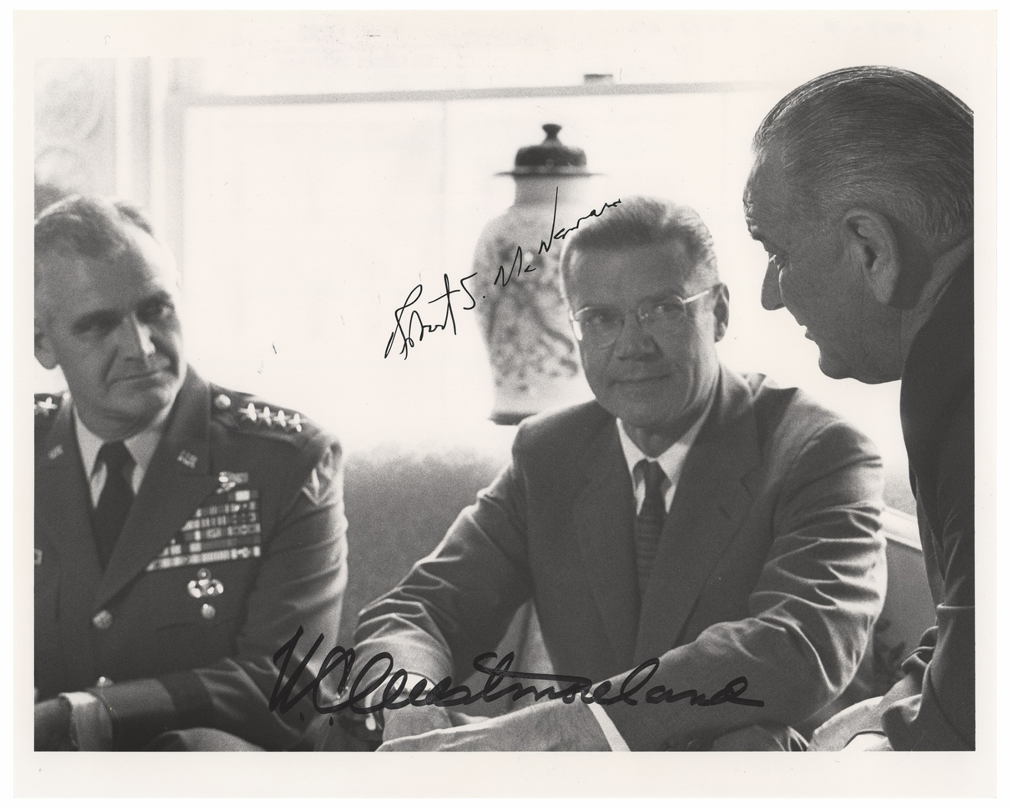 Lot #309 Robert S. McNamara and William Westmoreland Signed Photograph - Image 1
