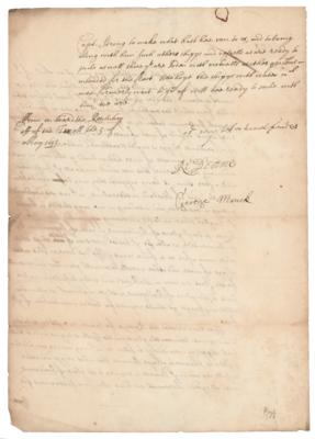 Lot #311 Richard Deane and George Monck, 1st Duke of Albemarle Letter Signed - Image 2
