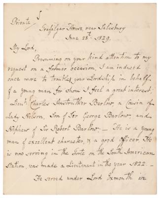 Lot #316 William Nelson, 1st Earl Nelson Autograph Letter Signed - Image 1