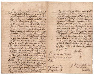 Lot #323 Robert Rich, 2nd Earl of Warwick Letter Signed - Image 2