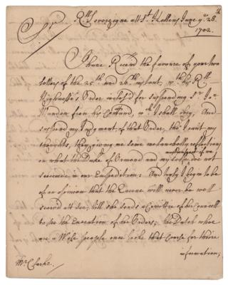 Lot #271 George Rooke Autograph Letter Signed - Image 1
