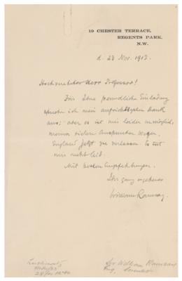 Lot #200 William Ramsay Autograph Letter Signed