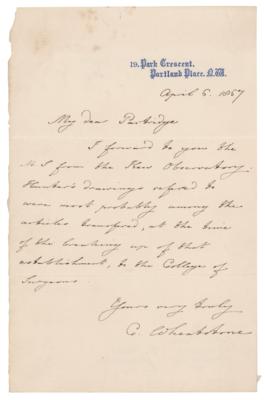 Lot #227 Charles Wheatstone Autograph Letter