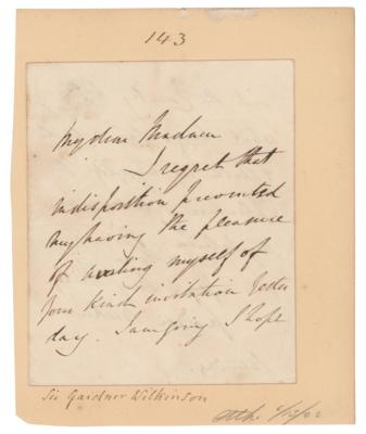 Lot #232 John Gardner Wilkinson Autograph Letter Signed - Image 1