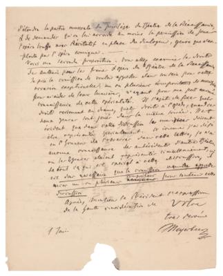 Lot #554 Giacomo Meyerbeer Autograph Letter Signed - Image 3