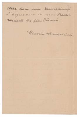 Lot #490 Maurice Maeterlinck Autograph Letter Signed - Image 2