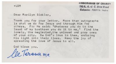 Lot #170 Mother Teresa Typed Letter Signed - Image 1