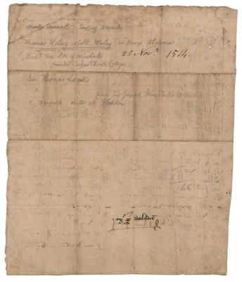 Lot #19 King Henry VIII: Thomas Wolsey Document Signed - Image 2