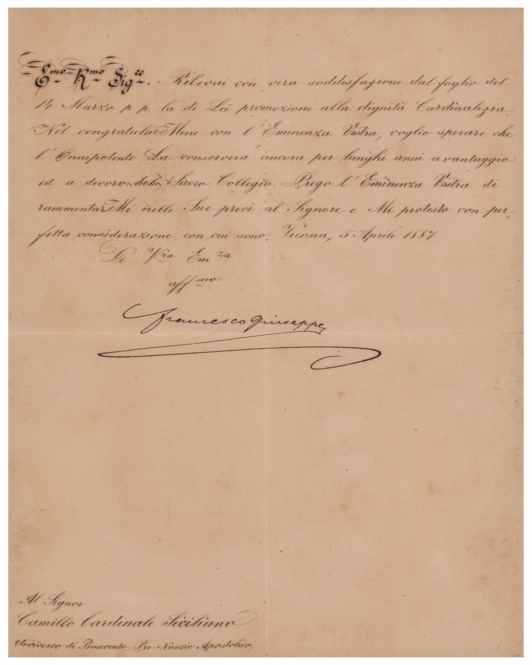Lot #118 Franz Joseph I of Austria Letter Signed