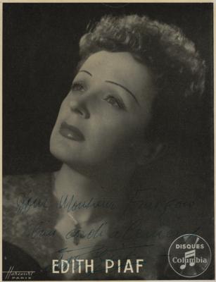 Lot #585 Edith Piaf Signed Photograph