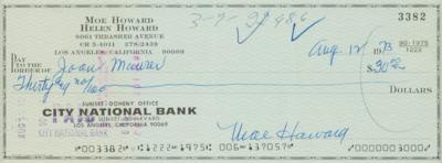 Lot #767 Three Stooges: Moe Howard Signed Check