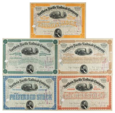 Lot #253 Northern Pacific Railroad Company (5) Stock Certificates - Image 1