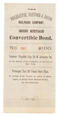 Lot #256 Poughkeepsie, Hartford and Boston Railroad Company Mortgage Bond - Image 2