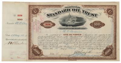 Lot #10 John D. Rockefeller and Henry M. Flagler Signed Stock Certificate