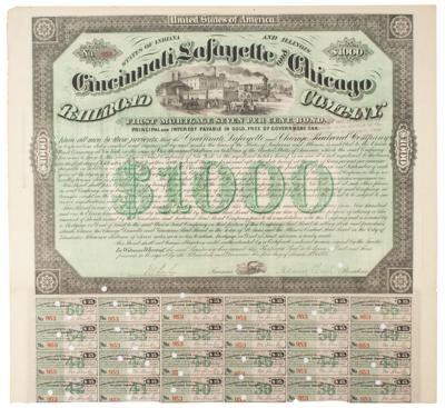 Lot #239 Cincinnati, Lafayette and Chicago Railroad Company Mortgage Bond - Image 1