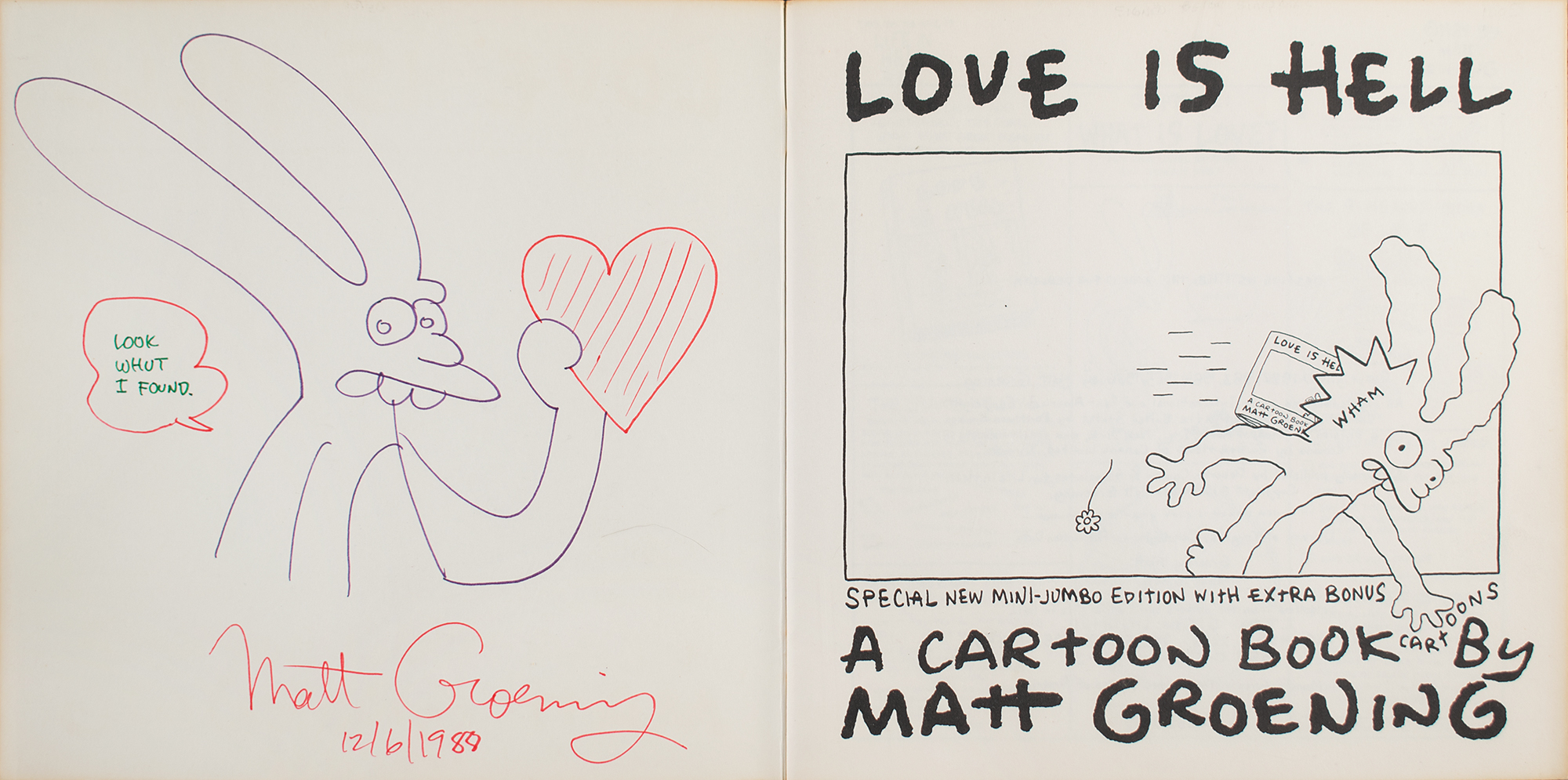 Lot #450 Matt Groening Signed Sketch in Book