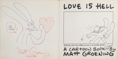 Lot #450 Matt Groening Signed Sketch in Book