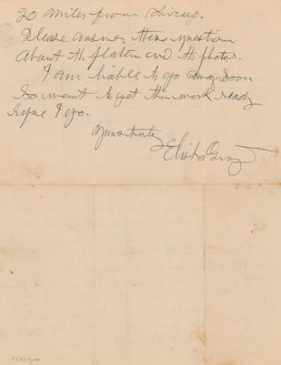 Lot #123 Elisha Gray Autograph Letter Signed - Image 2