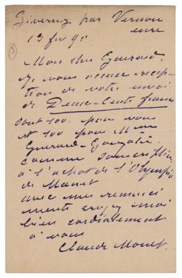 Lot #392 Claude Monet Autograph Letter Signed