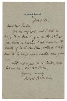 Lot #472 Robert Browning Autograph Letter Signed