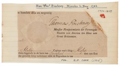 Lot #190 Thomas Pinckney Signature