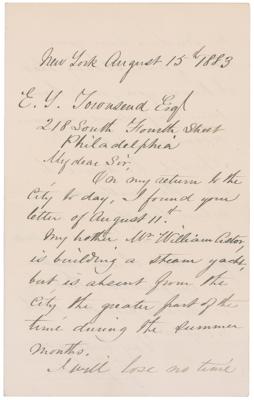 Lot #60 John Jacob Astor III Autograph Letter Signed