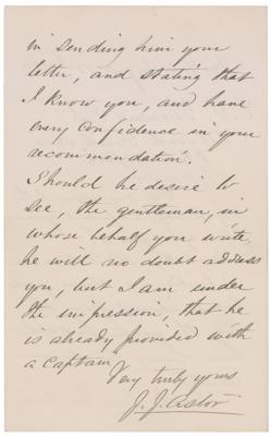 Lot #60 John Jacob Astor III Autograph Letter Signed - Image 2