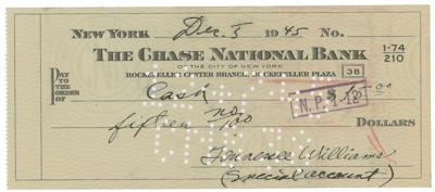 Lot #507 Tennessee Williams Twice-Signed Check
